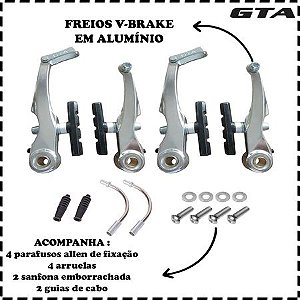 KIT FREIO VBRAKE COM MANETE ALUMINIO POLIDO GTA