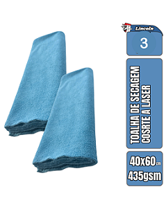 Kit 3 Toalhas de Secagem 40X60cm Azul 435gsm Lincoln