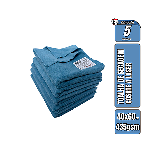 Kit 5 Toalhas De Secagem 40X60cm Azul 435gsm Lincoln