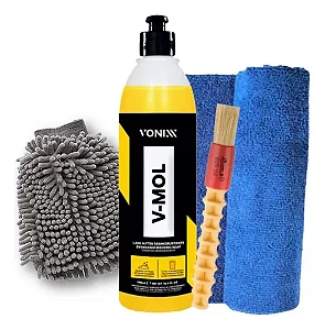 Kit Shampoo Pre lavagem + Luva de esfregação + Pincel + Microfibra Vonixx