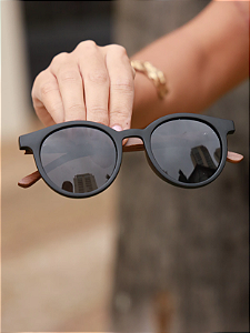 Óculos Polarizado Redondo Leme 2.0 Preto Fosco Bambu