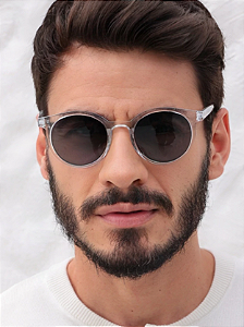 Óculos de Sol Redondo Bali 9.0 - Preto Transparente - Grilamid