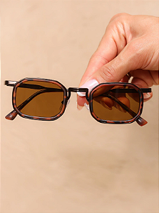 Óculos de Sol Retangular Kansas Premium 3.0 - Marrom Camuflado - Metal
