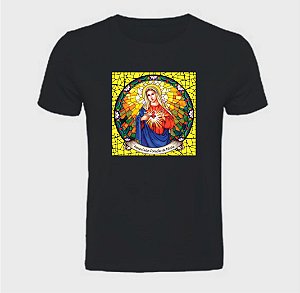 Blusa básica unissex Imaculado Coração de Maria  em algodão