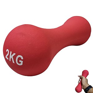 Halter Peso 2kg Emborrachado Antiderrapante Treino Academia Exercicio Fortalecimento Pilates Musculo