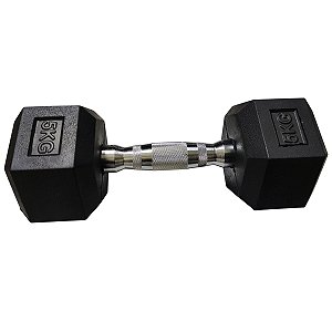 Halter Peso 5kg Sextavado Dumpbell Emborrachado Cromado Academia Musculaçao Treino Fortalecimento Exercicio