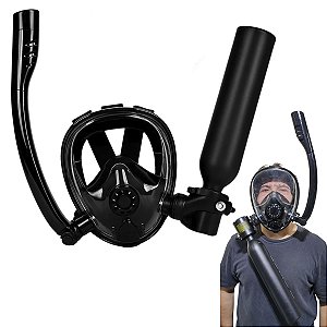 Mascara De Mergulho Cilindro Oxigenio Snorkel Seco Manometro Nataçao Suporte Camera Full Face Anti Embaçamento Mergulha