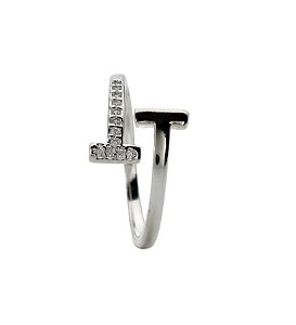 Anel T Regulável – Prata 925 com Zircônias