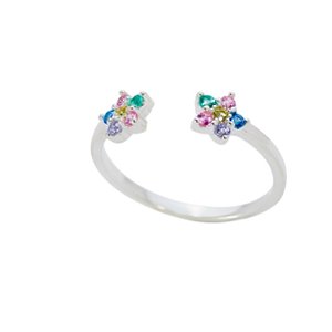 Anel Flor Rainbow Prata 925