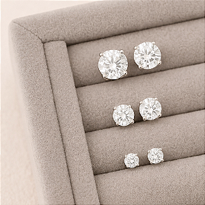 Brinco Trio Zircônias – Prata 925 | Tudo Azul