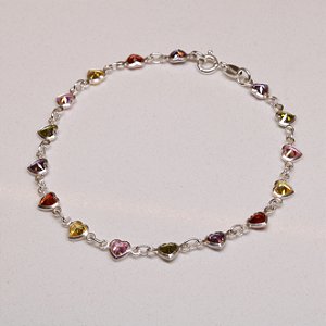 Pulseira Corações Rainbow – Prata 925