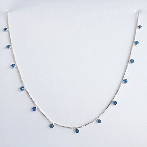 Colar Gargantilha Zircônia Azul– Prata 925