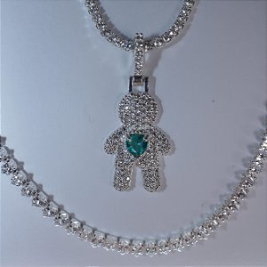 Pingente Menino Cravejado G - Prata 925