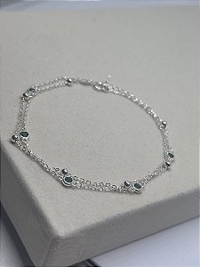Pulseira Dupla com Zircônias Verdes – Prata 925