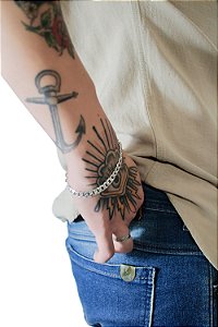 Pulseira Masculina Grumet Elos Força - Prata 925