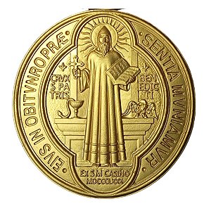 Kit Medalha São Bento em Resina Ouro Ducado