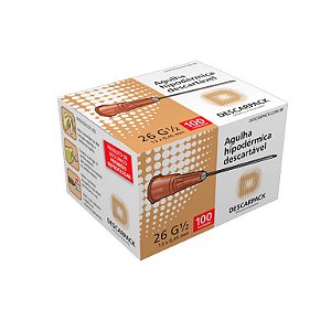 Agulha Descartável 13x0,45mm 26G Descarpack Cx