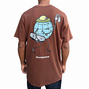 Camiseta Fire Tag Globe Marrom