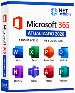 Microsoft 365 - Acesso para 1 ano - Até 5 Dispositivos (PC Windows , Mac, Android e IOS)