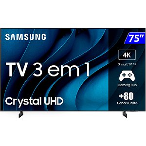 Tv 75p Samsung Crystal Smart 4k Comando Voz - Un75cu8000gxzd