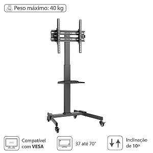 Suporte Rack Para Tv Lcd/led/plasma De 37" A 70" Com Suporte Para Receptor - Sr150