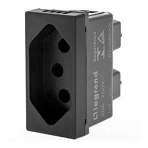 Tomada 2p+t 20a 250v B.parafuso 1m Preta 615060pt