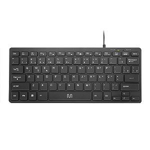 Teclado Com Fio Mini Multimídia Conexão Usb Cabo De 150cm Teclas Chocolate Preto - Tc154