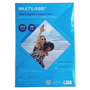 Papel Fotográfico Adesivo Matte 210g A4 Com 10 Folhas - Pe007