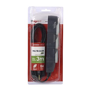 Extensao Noshock 45 Pp 2x0,75 2p 10a Grafite 3 Metros Dn1717