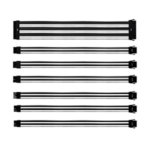 Kit De Cabo De Extensão Sleeved Psu 30 Cm Com Capa De Pvc Cooler Master - Branco E Preto - Cma-nest16wtbk1-gl
