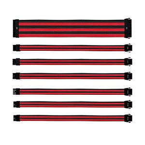 Kit De Cabo De Extensão Sleeved Psu 30 Cm Com Capa De Pvc Cooler Master - Vermelho E Preto - Cma-nest16rdbk1-gl