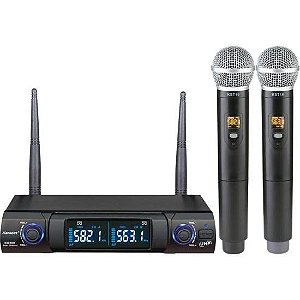 Microfone Sem Fio Duplo Karsect KS248DM Preto