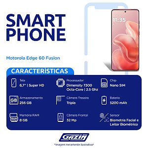 Celular Motorola Edge 60 Fusion 8 256gb 5g - Pb7d0003br