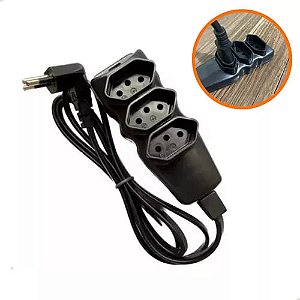 Extensao Com Plugue 2p 90º 3x0,75 1,5m Preta