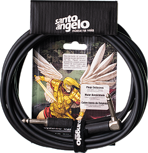 Cabo De Guitarra Angel L 0,30mm P10/p10 90º 10ft 3,05 M Preto