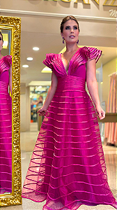 Vestido Longo Rosa Elegante