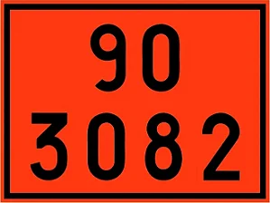 Placa de Risco Numerologia ONU 90 3082 Para o Transporte e Armazenamento de Materiais  30 x 40cm