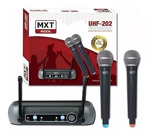 Microfone sem Fio Duplo UHF-202
