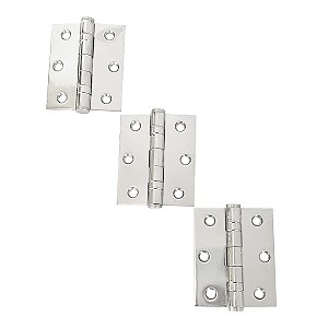 Dobradiças Para Portas Aço Inox 304 3,0" × 2,5" × 2 mm - 3 UN