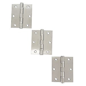 Dobradiças Para Portas Aço Inox 304 Escovado 3,5" × 3,0" × 2 mm - 3 UN