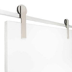 Kit para Porta De Correr Trilho 2 m Aço Inox Polido