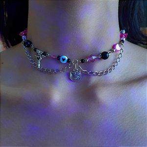 Choker Hello Kitty Preta Alternativa Y2k