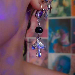 Par de Brinco Cogumelo Pingente Fairycore