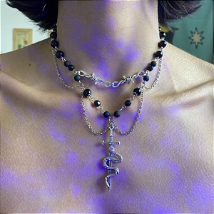 Colar Arame Farpado Corrente Gótico Choker