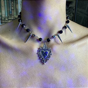 Gargantilha com Spikes Choker Preta