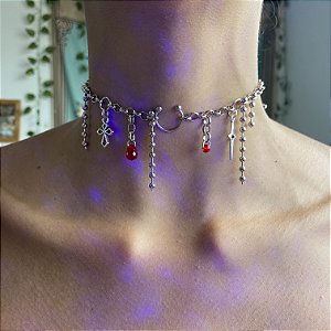 Choker cyber piercing Colar