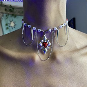 Gargantilha Spikes Branca pérolas