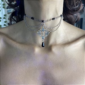 Colar choker Dark Elegance Aço Inox