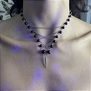 Colar gótico de aço inox whimsigoth com correntes entrelaçadas