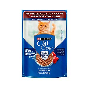 SACHE CAT CHOW ESTERILIZADOS CARNE 85G